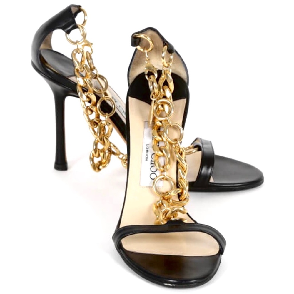 Jimmy Choo Leather Heels with chain size 7